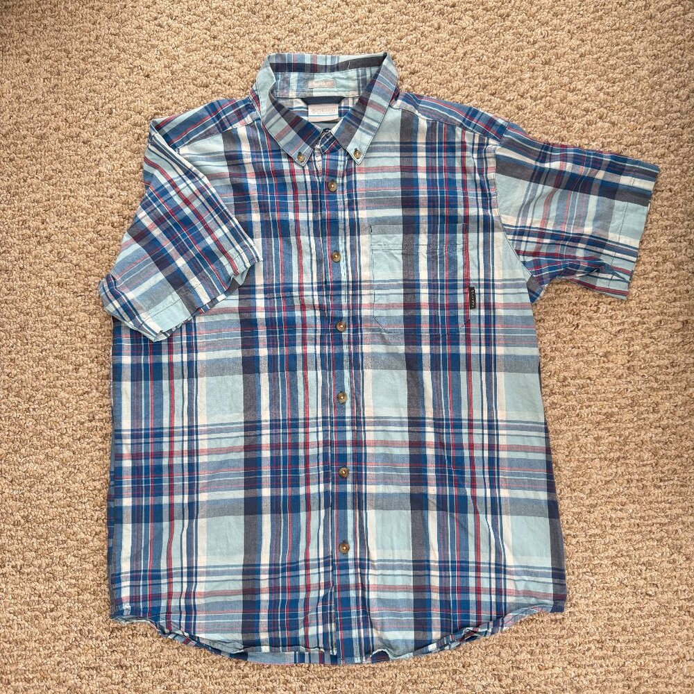 Columbia Plaid Men's shirt Regular fit Blue L Cotton